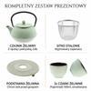 CAST IRON KETTLE POT MINT 0.8L SET 1x POT 2x CUPS WITH STAND