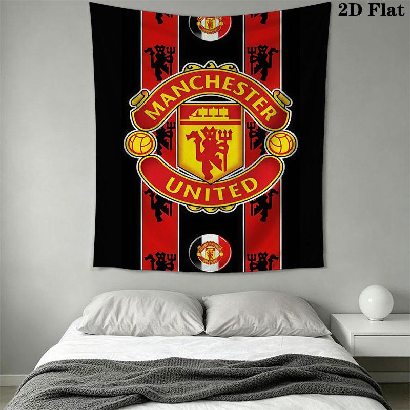 Man Utd J Wall Hanging Printed Fabric Blanket Decorative Tapestries for Bedroom Living Room Home Decor