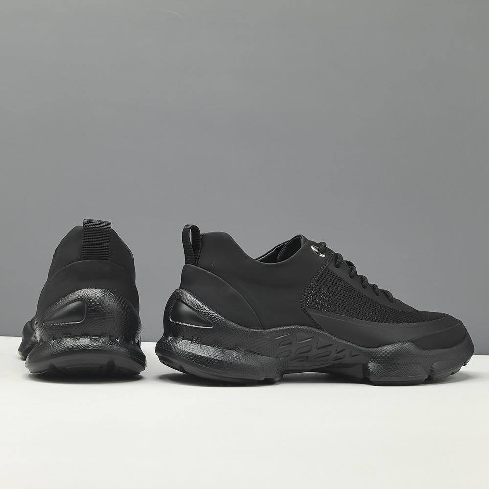 Raw black sneakers thick-soled heightening shoes trendy shoes summer hollow breathable casual shoes