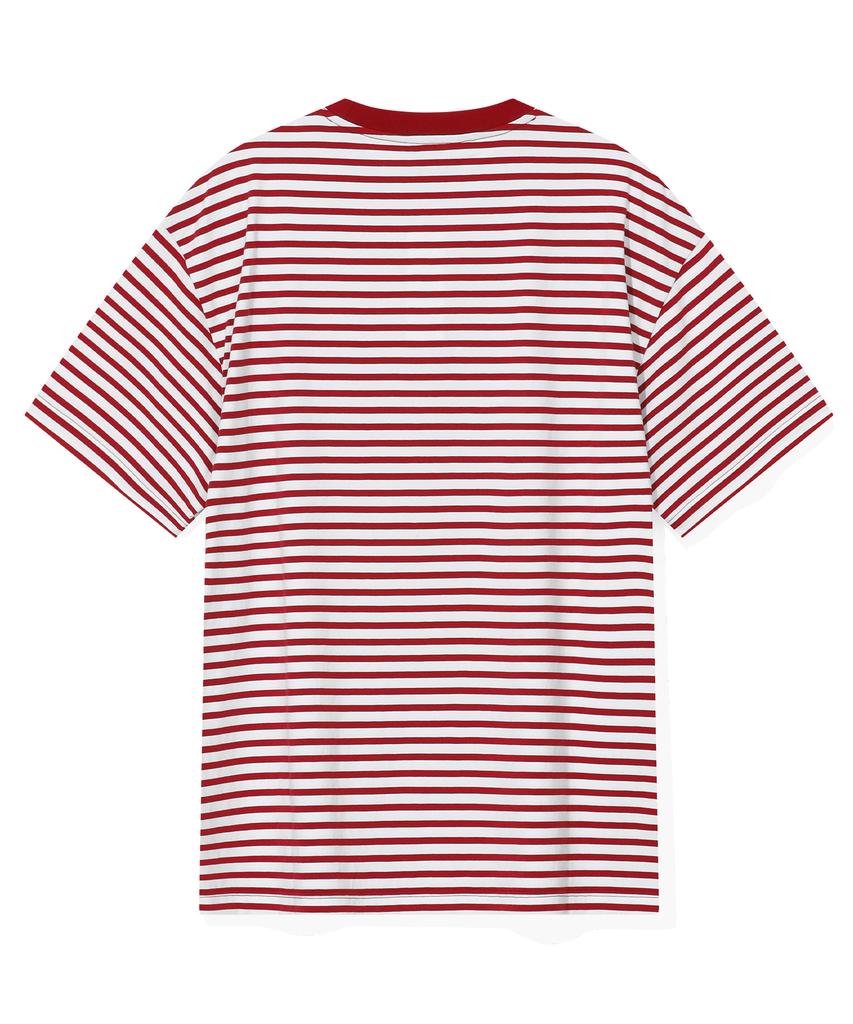 BEENTRILL Ovales Wappen Gestreiftes T-Shirt (rot)