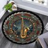 Saxophone Music Festival Emblem Round Area Rug Under Office Chairs Bedroom Living Room Home Decor