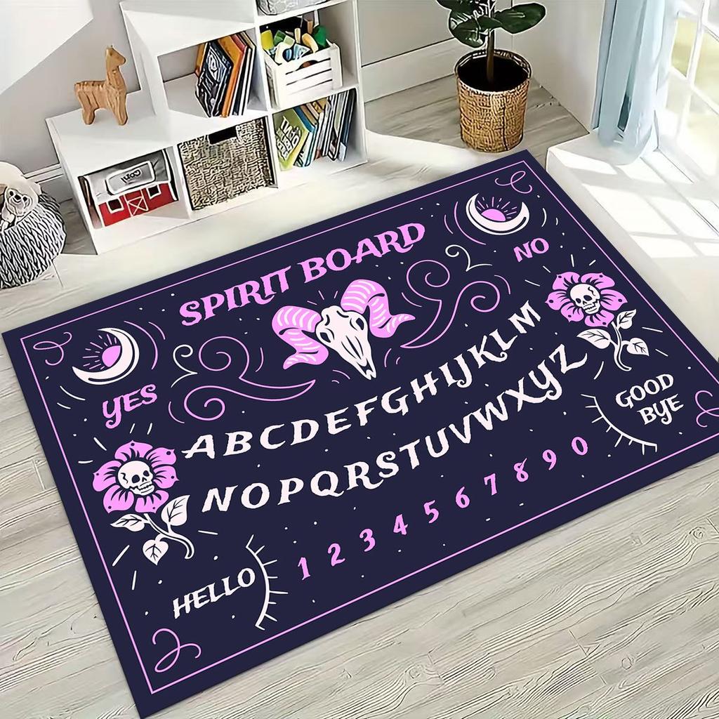 3D Retro Witch Ouija Gothic Spirit Board Rug for Bedroom Living Room Sofa Home Doormat Decor, Large Kids Play Non-slip Floor Mat