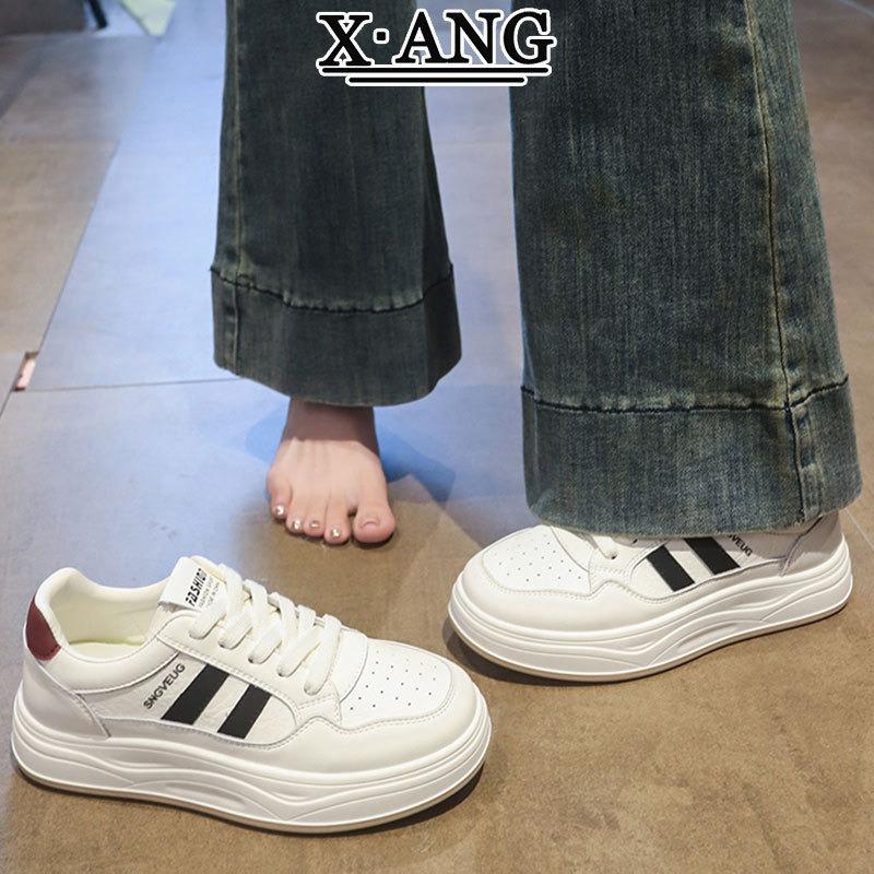 Leather platform white shoes women's shoes soft soles are not tired feet single shoes student shoes versatile casual sports board shoes women's