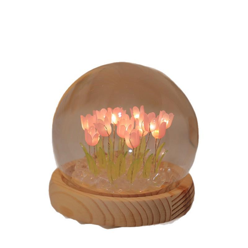 Handmade Tulip Night Light: DIY Luminous Flower Ornament for Festive Atmosphere and Desktop Decoration
