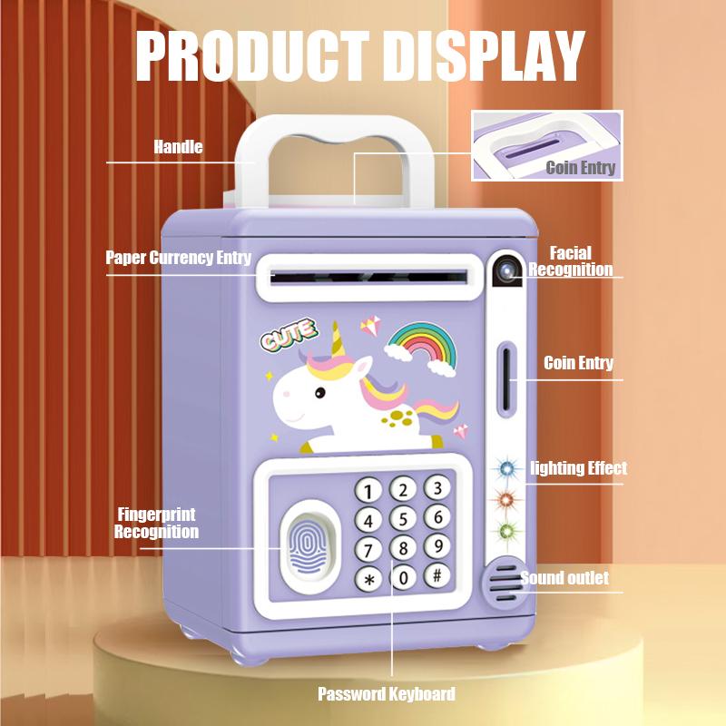 Non-Toxic Christmas Gift With Box For Children Electronic Savings Tank Automatic Paper Rolling Simulated Facial Fingerprint Recognition