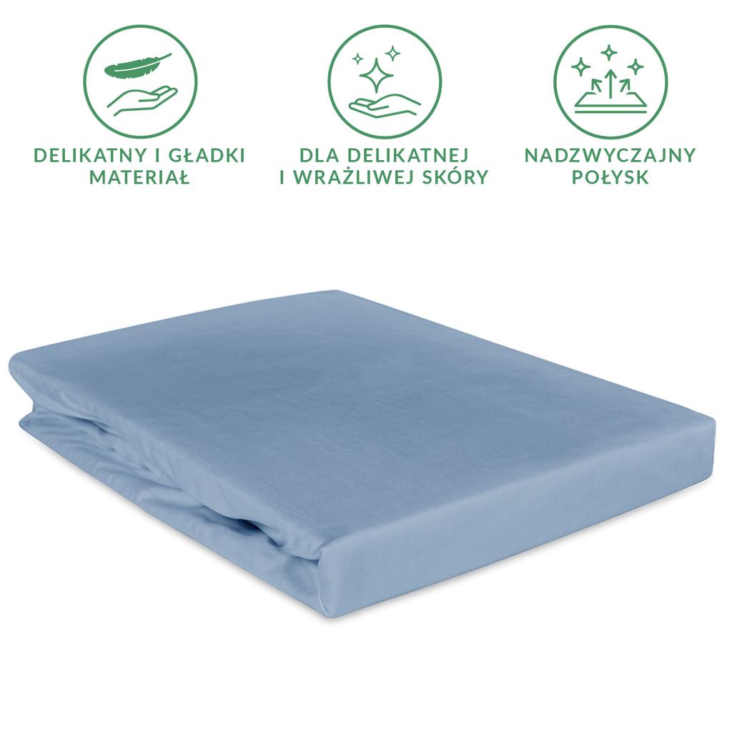 Cotton fitted sheet 120x200 smooth satin light blue