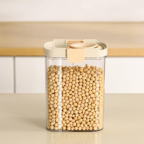 Airtight Food Container Clear Sealed Storage Box with Lid Stackable Grain Canister for Nuts Beans Spices Kitchen Cabinet Pantry Organization