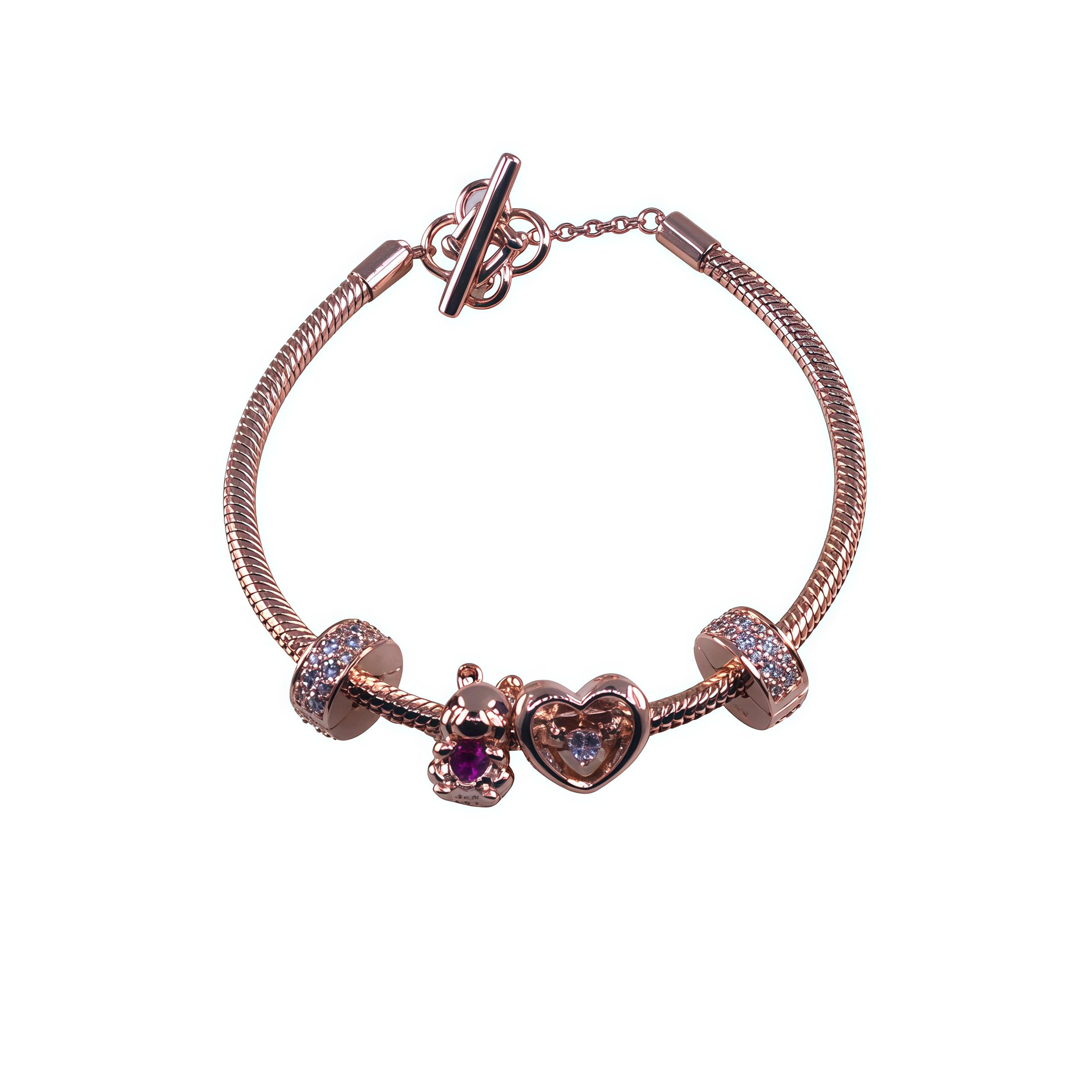 

Original 925 Silver Women s Hand Bracelets Luxury Jewelry Sets Fit Charms Valentine Day Gift DIY Rose gold 16cm