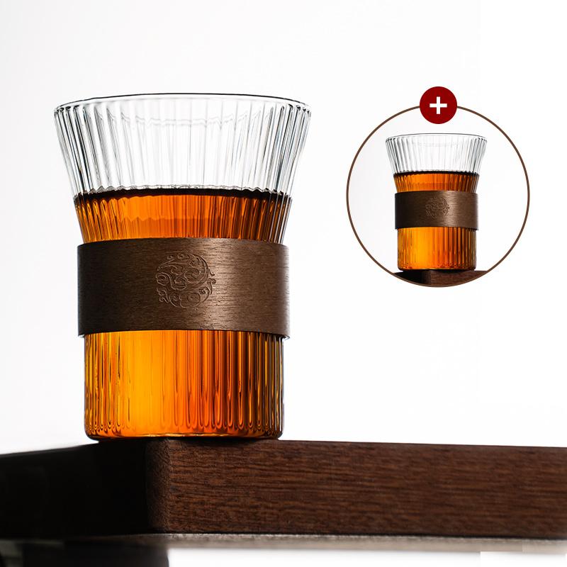 Hammer Patterned Glass Cup For Coffee Wood Ring Tea Cup Master Cups Small Kung Fu Set Tea Drinking Coffee Tea Mug