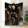 A Cartoon-style Illustration of a Band with Distinctive Hairstyles and Tattoos. for All Seasons Blanket Lunch Break Throw Gift
