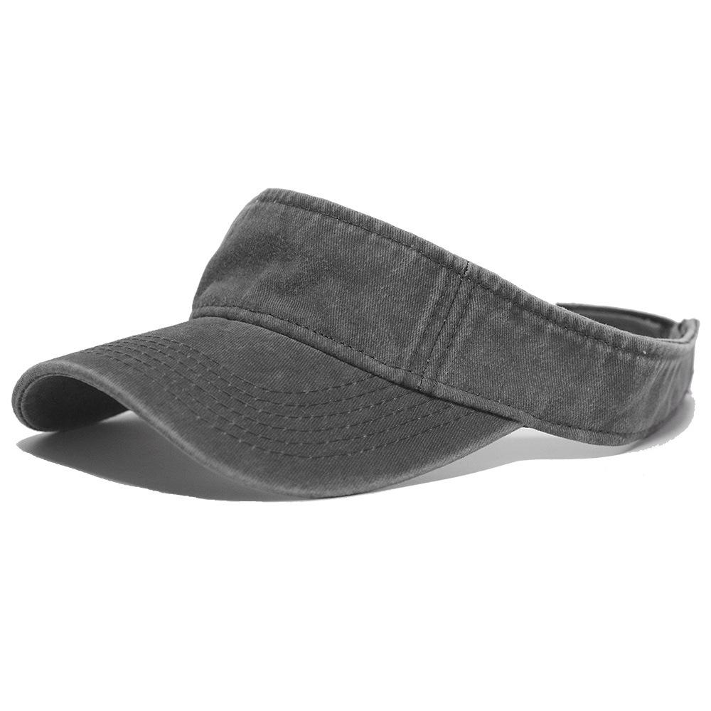 

Summer Washable Sun Hats Men Women Solid Cotton Visor UV Protection Top Empty Sport Tennis Golf Running Sunscreen Baseball Cap сірий