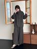 Korean Style Loose Knitwear Set: High-Neck Cardigan + Wide-Leg Pants for Women, Autumn/Winter Two-Piece