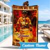 Custom Name Firefighter's Courage Beach Towel Microfiber Beach Towel, Lightweight and Quick-Dry, for Summer Travel, Swimming Pool Gift