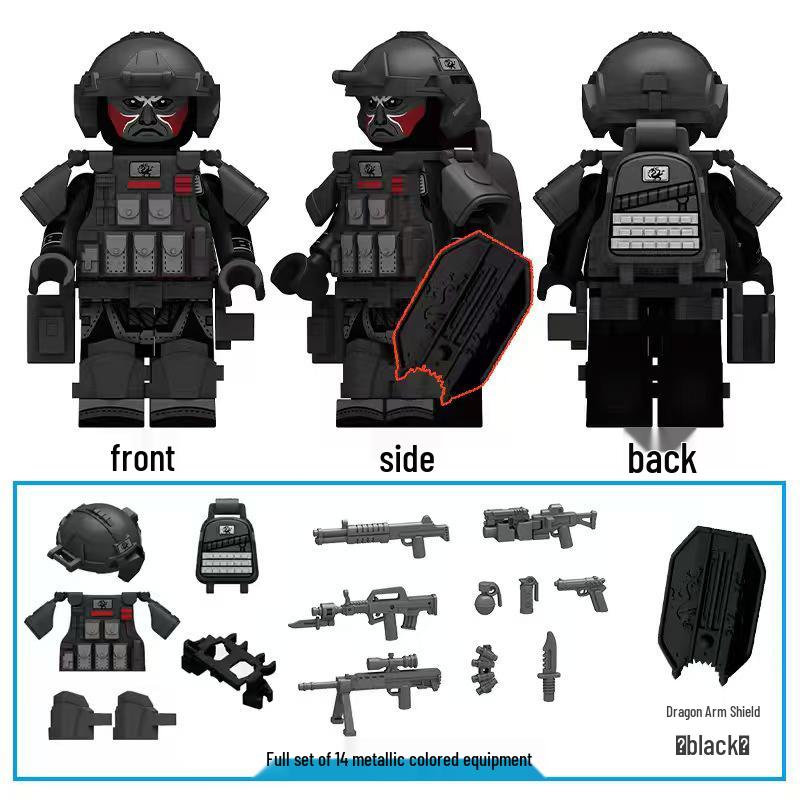 Weilong Iron Mask Judge Soldier Building Block - Deep Blue Brick Figure