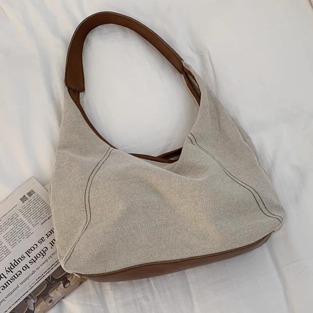 

Плотная и износостойкая хлопчатобумажная льняная сумка для женщин, летняя корейская сумка-тоут, универсальная и вместительная сумка на одно плечо через подмышку