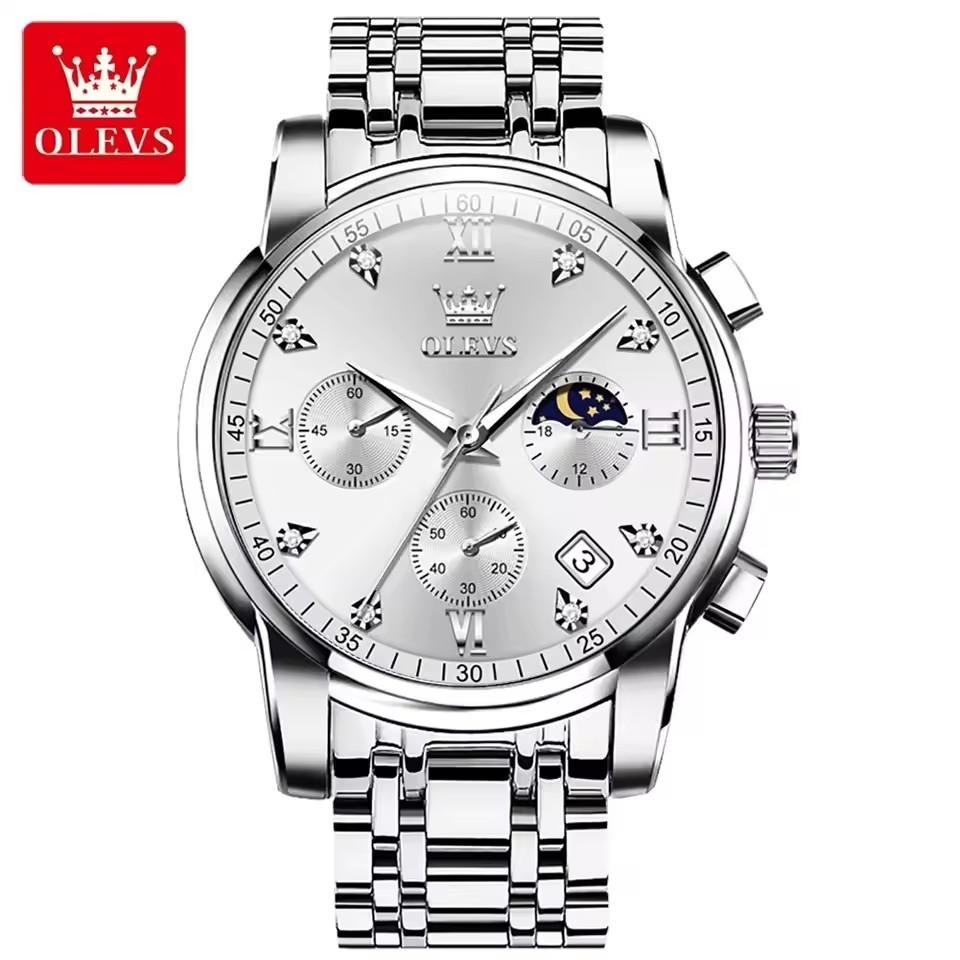 OLEVS 2858 Men Wrist Watch Band  Logo Custom Watch Cool Date Analog Quartz Display with Stainless Steel Strap Men Watch 2026