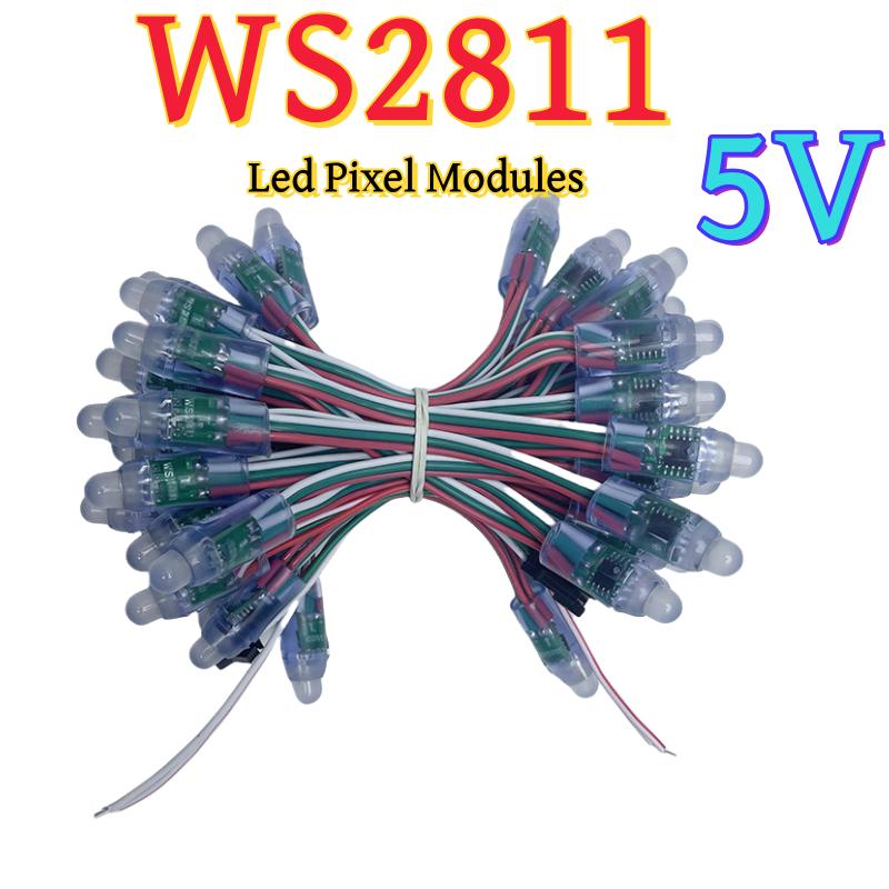 

50 шт. WS2811 IC RGB Полноцветные F12мм Пиксели Цифровые Адресуемые 5V 12V Dream Color Светодиодные Пиксели Модуль Строка Водонепроницаемый Свет 4м