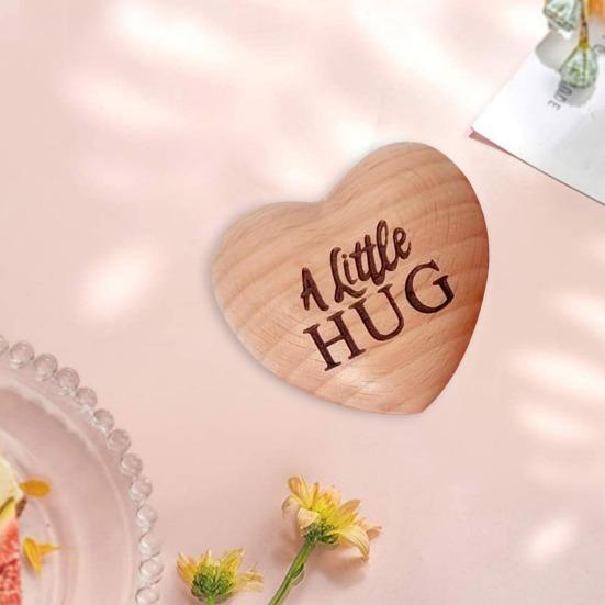 Wooden Heart Pocket Hug Token Love Reminder Portable Keepsake Mini Love Heart