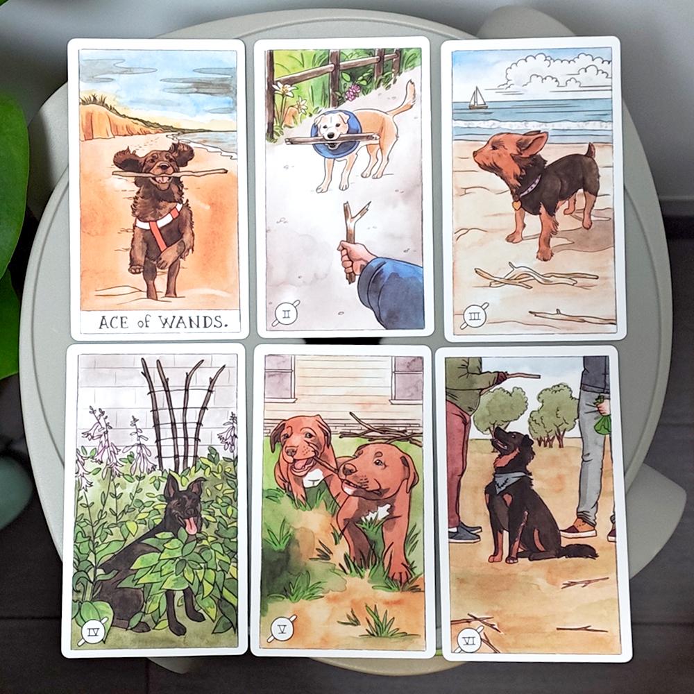 12*7cm Dog Tarot Deck In Rigid Box, 78 Pcs Cards Inspired By Wise Companion Printed On 350GSM Double-embossed Cardstock