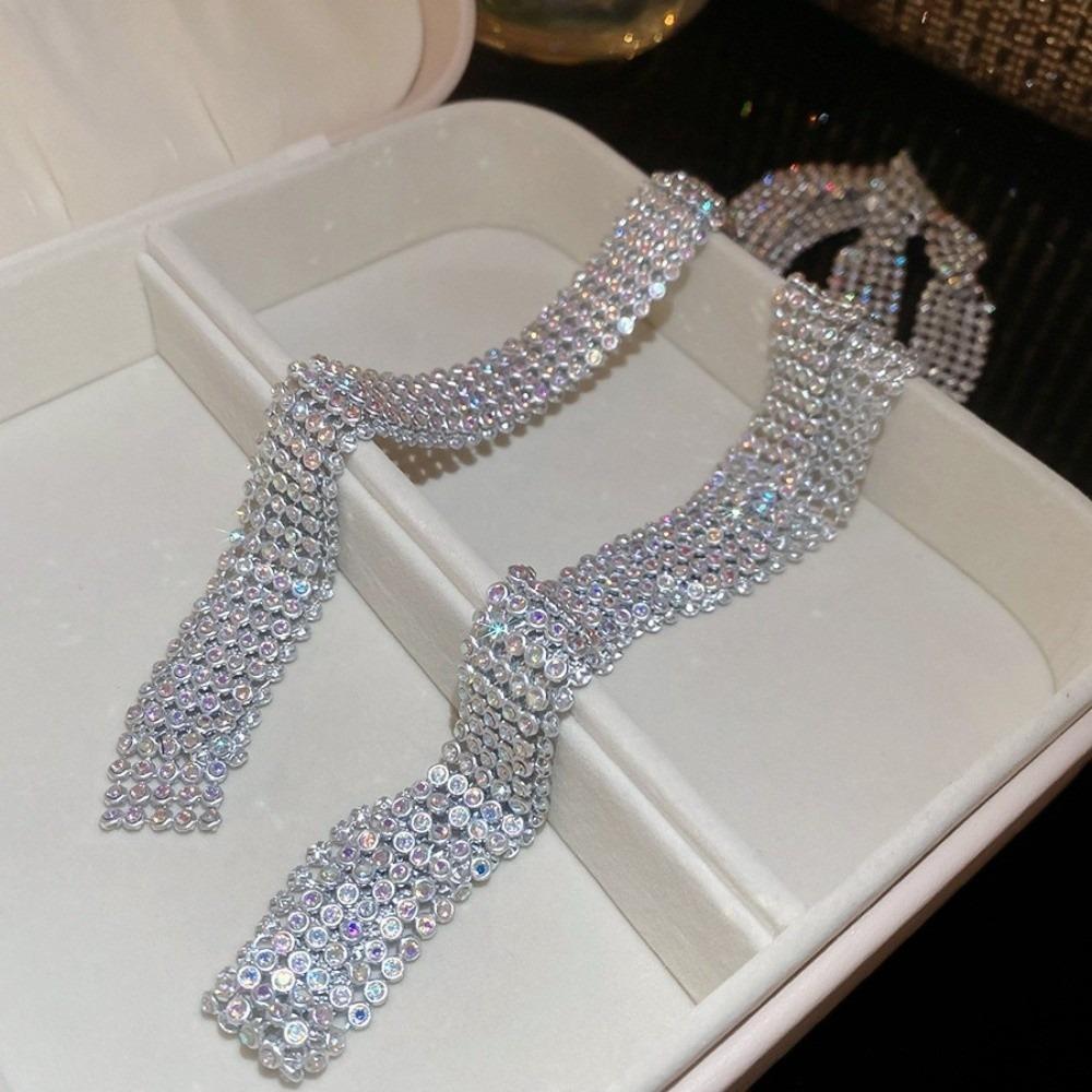 Copper Full Rhinestone Necklace Korean Style Rhinestone Tie  JK Uniform Decoration