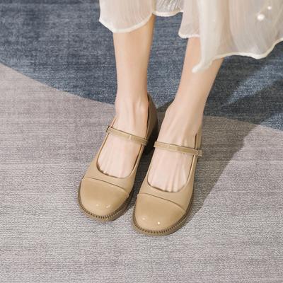 Color Matching Small Leather Shoes Women's Autumn Big Head Single Shoes Platform Mary Jane Women's Shoes