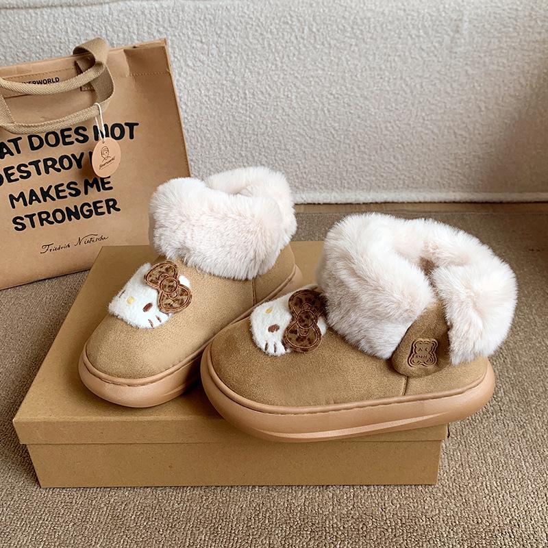 Cute cat cotton shoes 2025 new autumn and winter indoor home non-slip confinement shoes piled thickened cotton shoes women