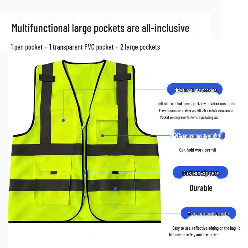 Comfortable Breathable Reflective Safety Vest for Municipal Construction & Sanitation Workers
