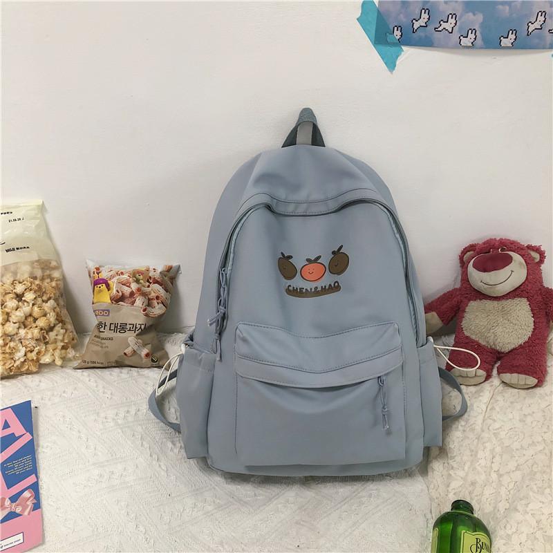 Cute Orange Cartoon Print Student Leisure Backpack For Daily And School Use