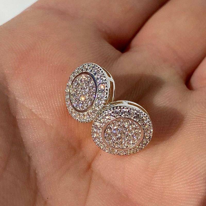 

Huitan Simple Stylish Round Shape Stud Earrings for Women Full Paved Crystal Cubic Zirconia Daily Wear Fashion Versatile Zircon