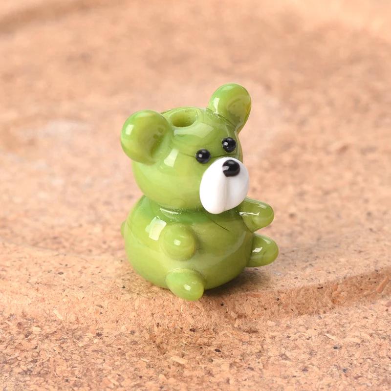 2pcs Bear 15x20mm Handmade Lampwork Glass Loose Beads for Jewelry Making Accessories DIY Crafts Findings
