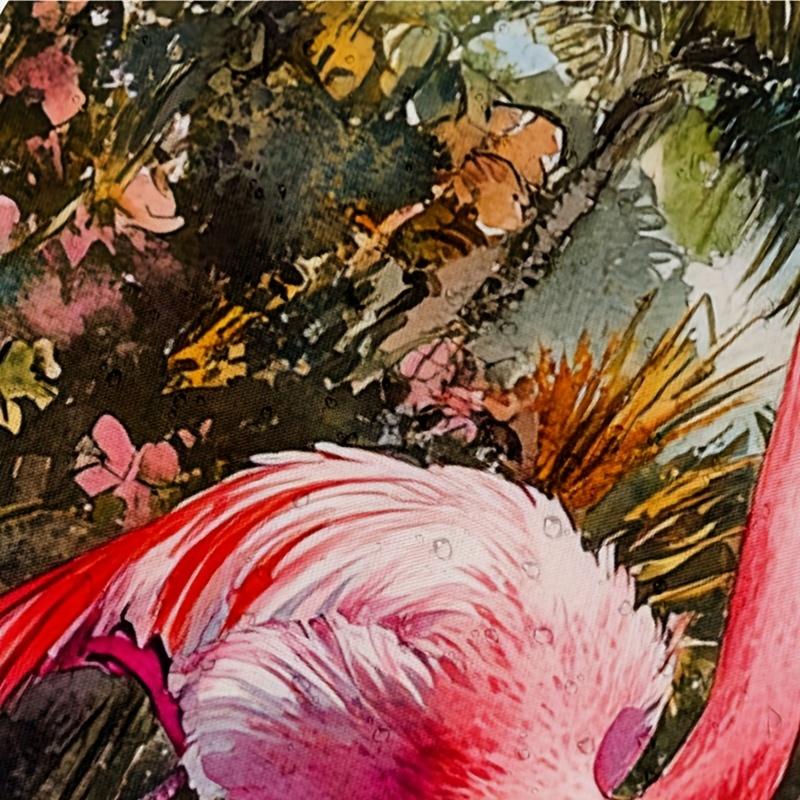 1Pc Vintage Two Pink Flamingos Shower Curtain, Durable Polyester, Easy Clean, For Bathroom & Window Decor