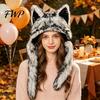 Soft Plush Animal Hat Cute Hat, Furry Cat Ear Headwear, Winter Autumn Fashion Accessory Warm Cap for Halloween Party Costume, Cosplay Accessories