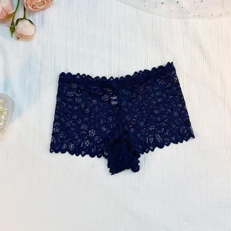 Ladies Summer Sexy Lace Jacquard Breathable Transparent Low Waist Flat Angle Briefs