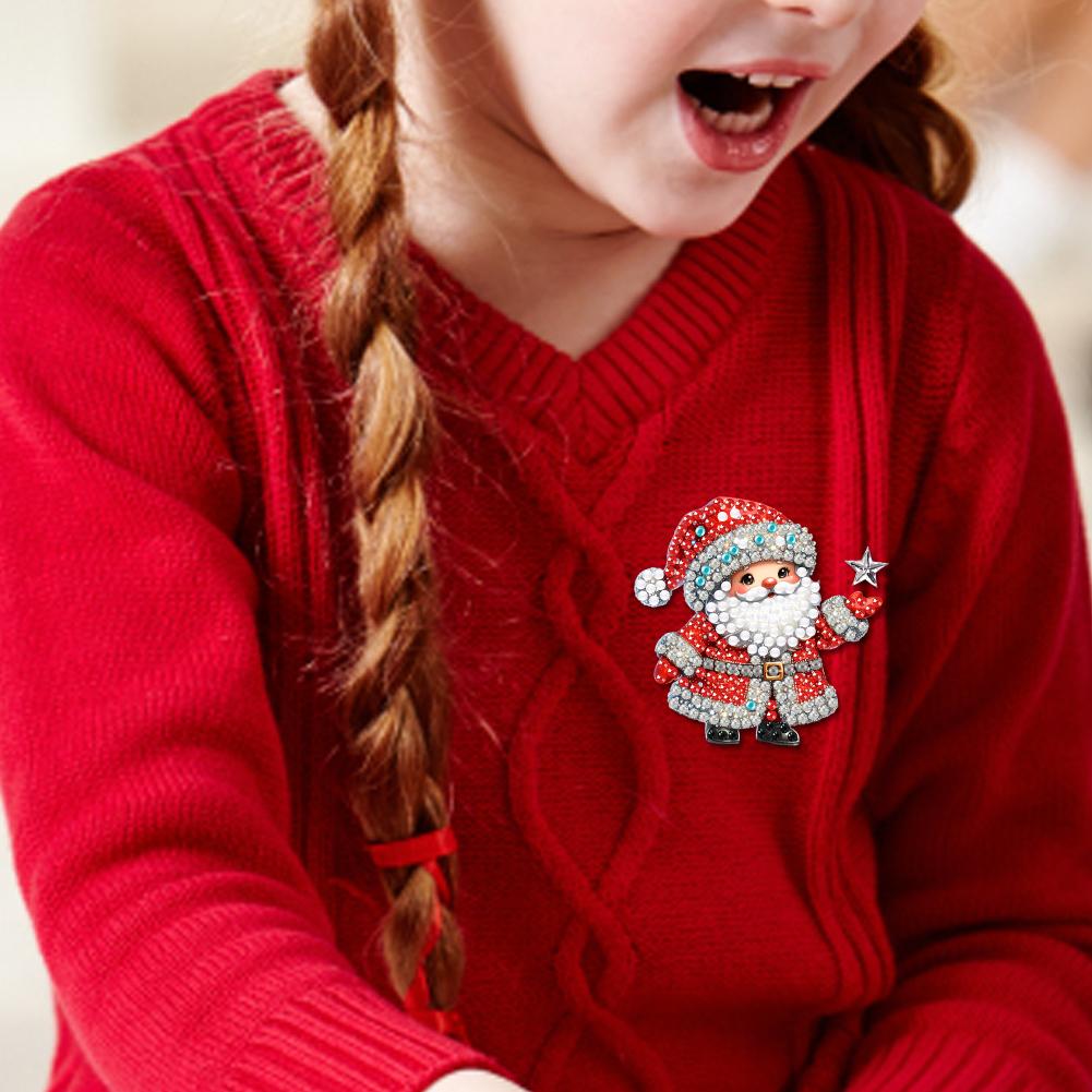 4 st Akryl Specialformad God Jul Diamantmålning Brosch Diamantkonst Brosch Smyckeset för Nybörjare