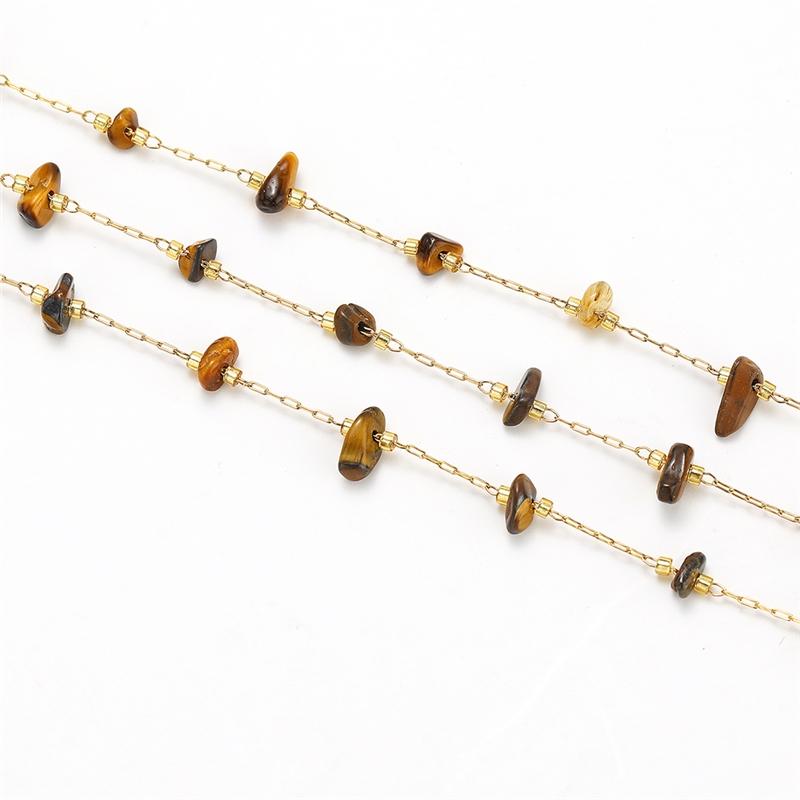Stainless Steel 4-7mm Polychromatic Stone Handmade Chains for Necklace Bracelet Components Jewelry Making Accessories 4-7mm(0.16-0.28in)&F1473GDam золотой