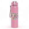 1PC Mamas Girl Pastel Glitter Text Print 750ml Color Plastic Sports Water Bottle Leakproof Flip Straw Lid Suitable for Sports Office Home Use