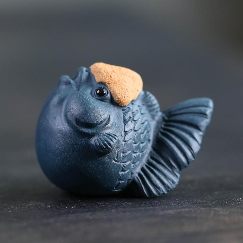 Yixing Purple Clay Fish Incense Holder Water Fountain Decoration Incense Burners Aromatherapy Censer Chinese Tea Set Craft