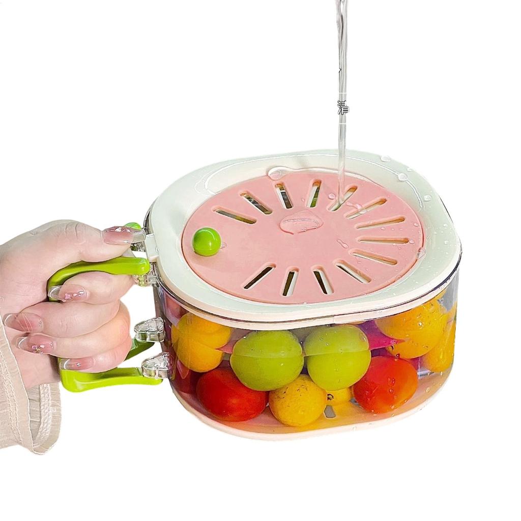 Fruit Washing Bowl Drain Basket Fruit Drainer Container with Foldable Handle Food Strainer Thickened Fruit Plate  Strainer Bowl