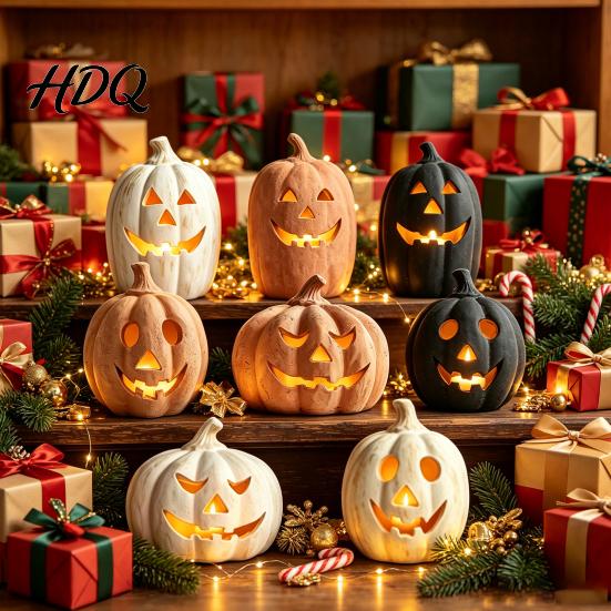 Decoratieve Lantaarns Halloween Pompoen Kaarsenhouder Hars Lantaarn Theelichthouder met Herbruikbare Feestelijke Ornamenten Uitgesneden Gezicht voor Herfst Boerderij