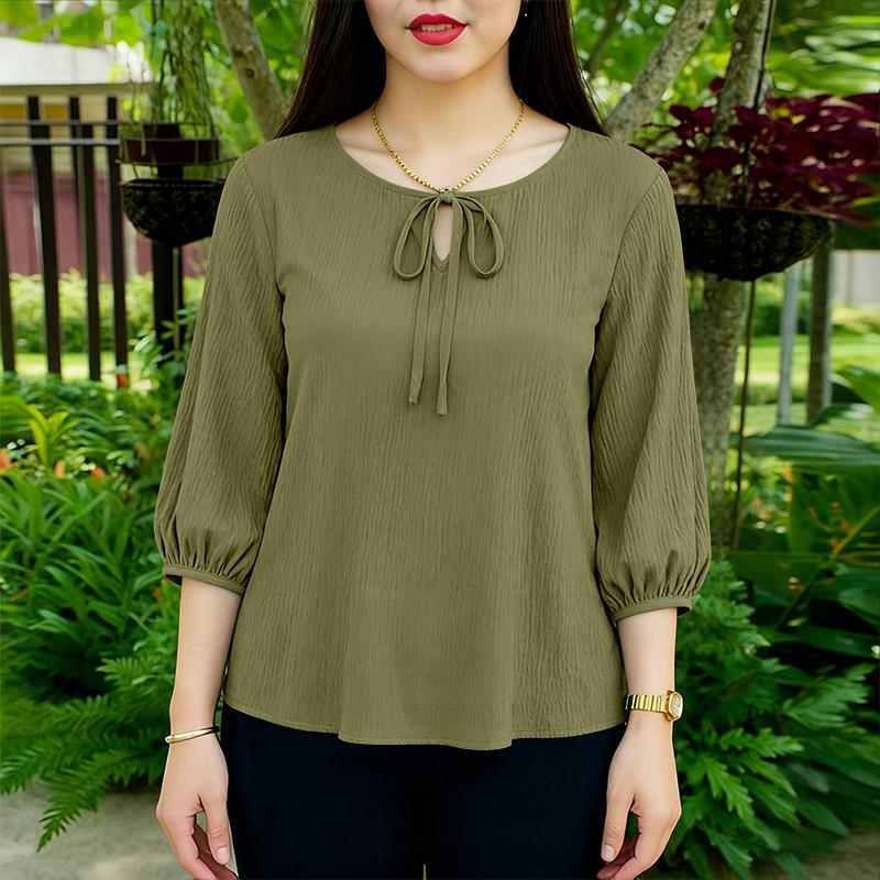 ZANZEA Women Casual Round Neck 3/4 Sleeve Loose Blouse