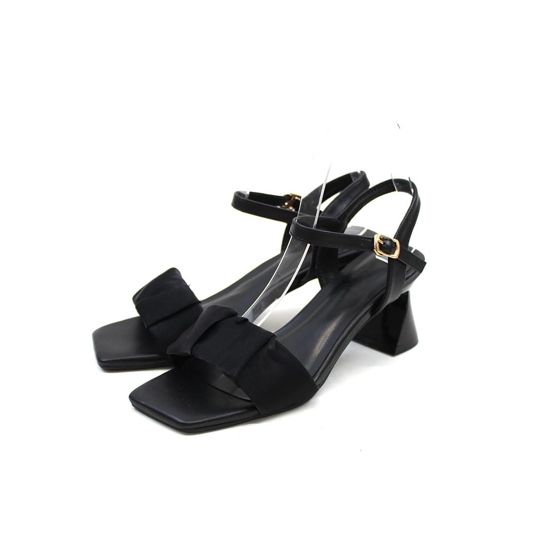 Vivian Organza Tulle Sheer Ankle Strap Sandals with 6cm Chunky Size S V64105SM Women s Heel Black 220-225cm 5764₽