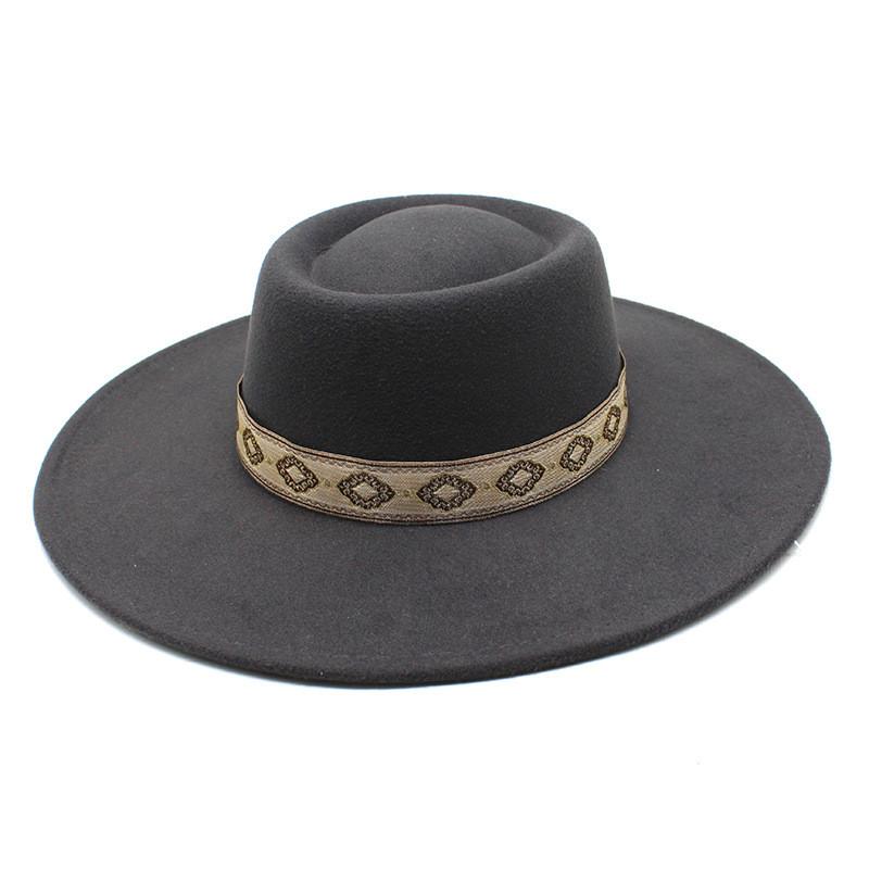 Cappello classico in feltro di lana britannica a tesa larga per uomo donna protezione solare da esterno