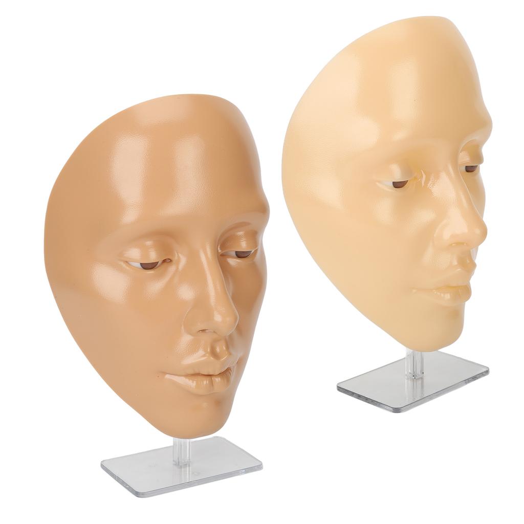 2 Set Makeup Practice Face 5D Silicone Full Face Makeup Mannequin Face with Stand for Emerging