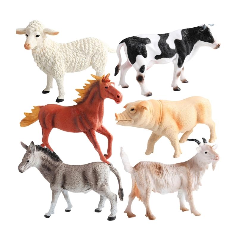 

6PCS Miniature Farm Animals Collection Farm Animal Figurines Realistic Figures For Boys Pretend Playing And Display 1