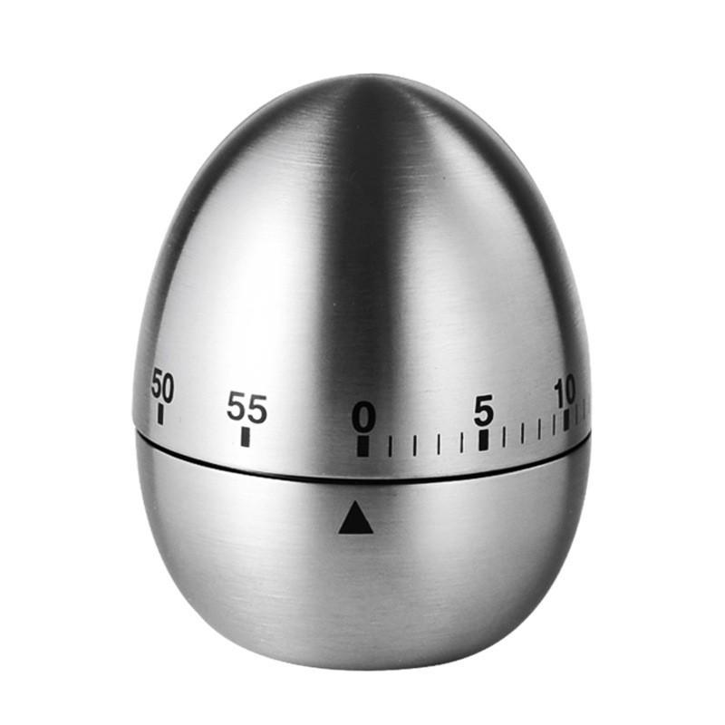 Egg-Shaped Stainless Steel Kitchen Timer for Cooking and Baking