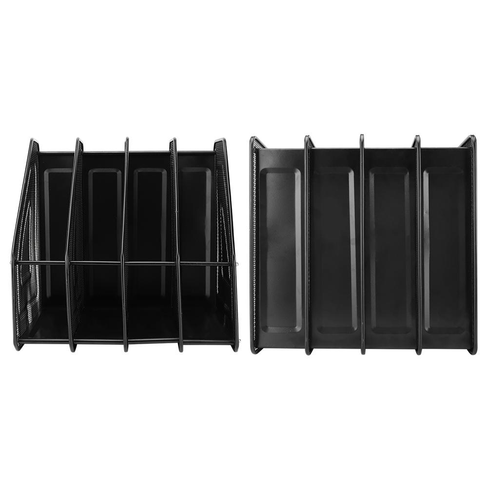 Modern   4-Compartment Desktop Display Rack Magazine File Document Metal  (Black)