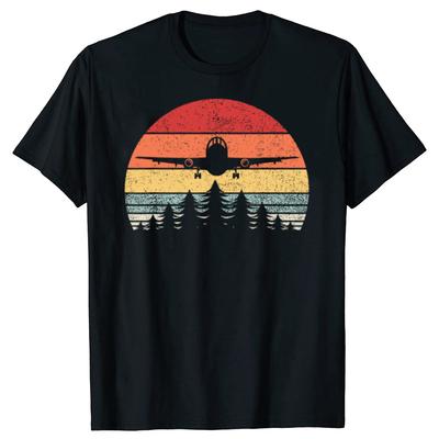 Airplane Retro Flying Aviation Gift Vintage Pilot Cotton Tshirts Men Fashion Casual Tshirt Loose Oversized Streetwear T Shirt