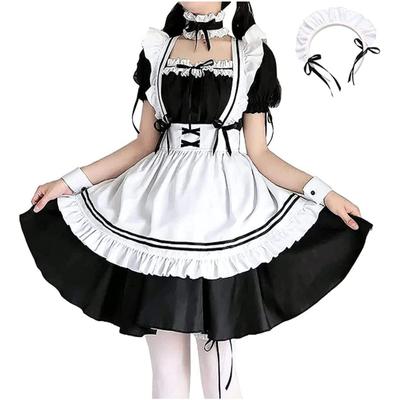 ANONIE Set de Cosplay de Sirvienta para Lindo Blanco de Lujo Talla 2XL Disfraz, Principiantes, Disfraz, + Negro, Set,