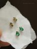 Gold-Plated Olive Green Zircon Stud Earrings in S925 Sterling Silver for Women