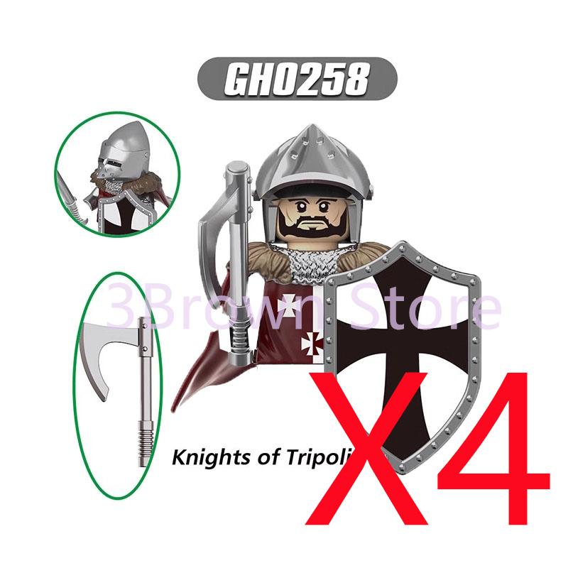 MOC Medieval Building Blocks Castle Knights Army Soldiers Warrior Accessories Warhorse Helmets Shields Armor Toy Gifts S036 DIY